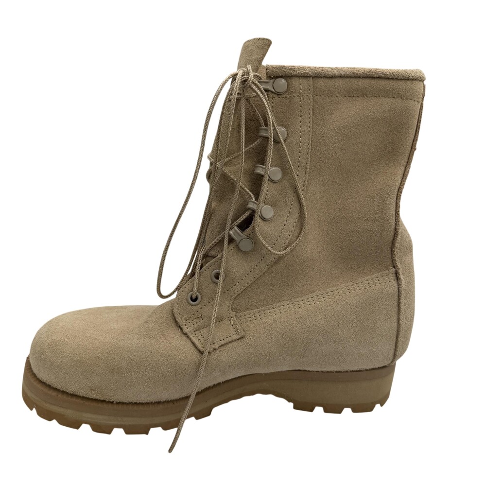 Suede Military Combat Boots Mens Size 6.5 Beige Vibram Mid Calf Lined Work